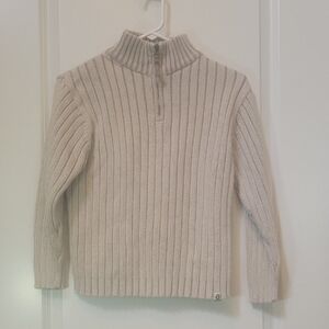 Knit Sweater Cotton Cream Ribbed Half-Zip 134/140 HERE&THERE